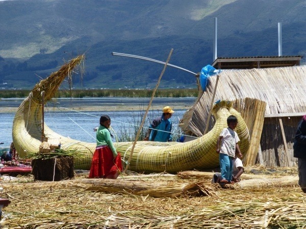 Peru: Die schwimmende Heimat der Uros: Das Schilf dient allerdings nicht nur als Baumaterial, sondern wird auch als Nahrungsmittel verwendet.