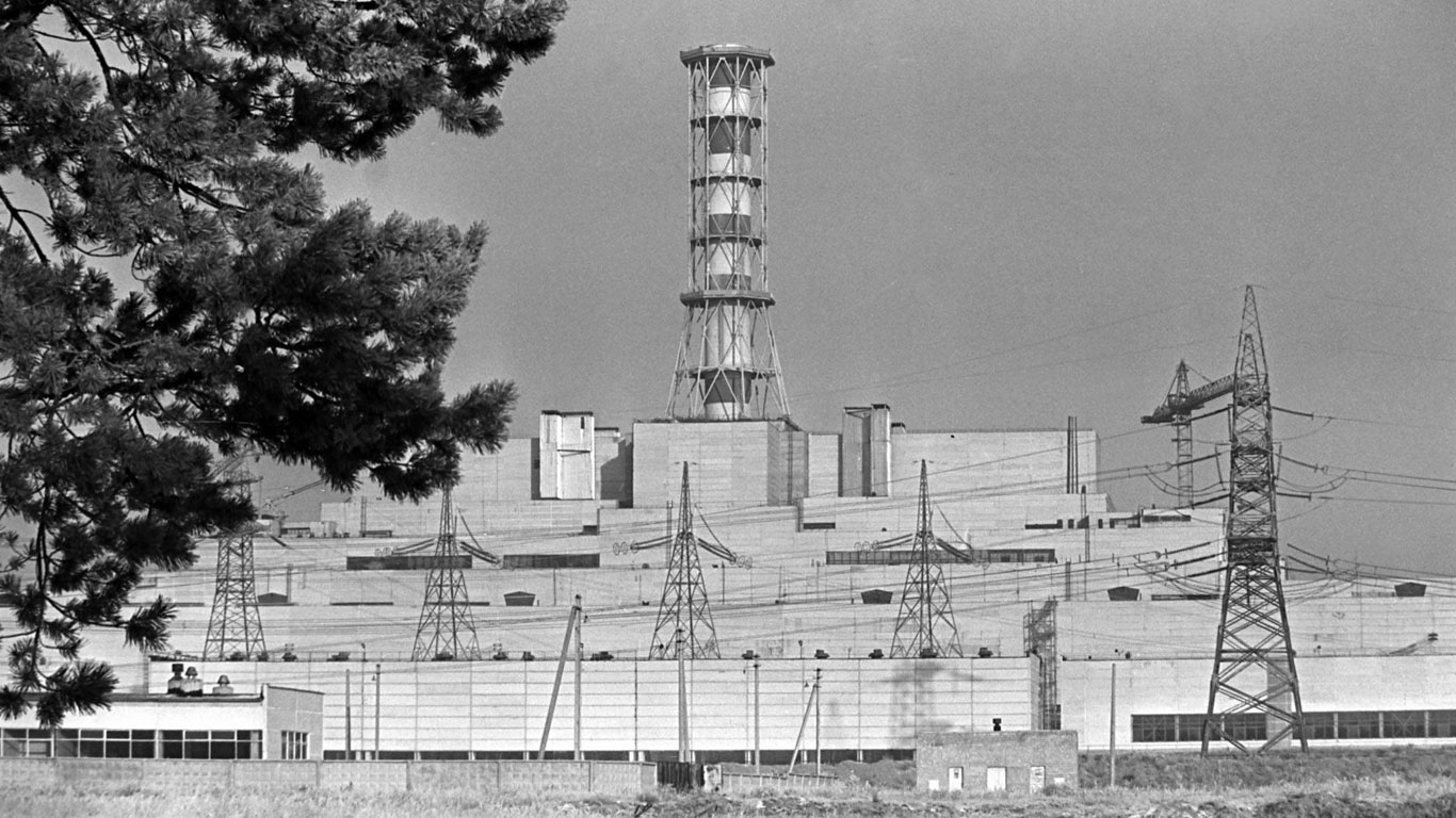 Das Kernkraftwerk von Tschernobyl von außen