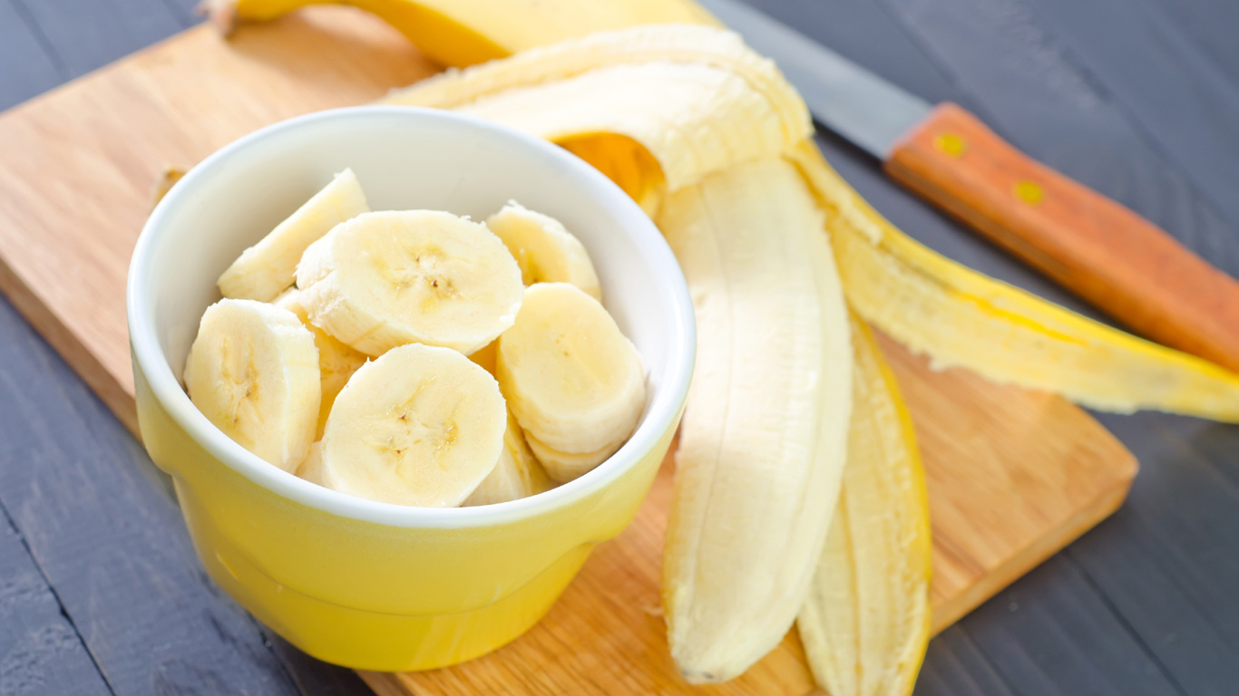 Bananen und Heidelbeeren
