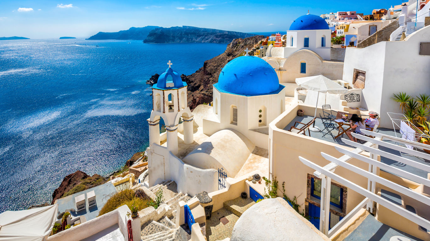 Santorin im goldenen Glanz der Abendsonne
