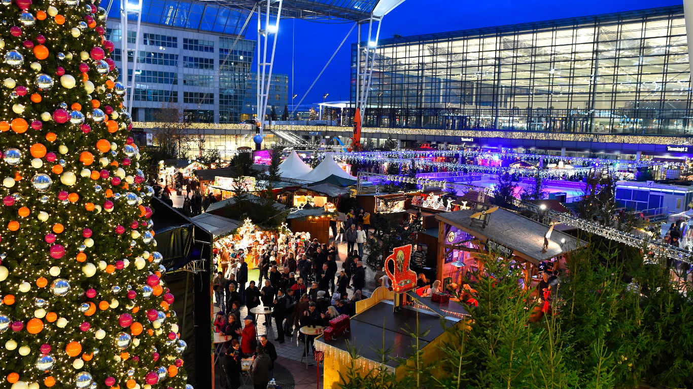 Eislaufen und Wintermarkt am Münchner Flughafen