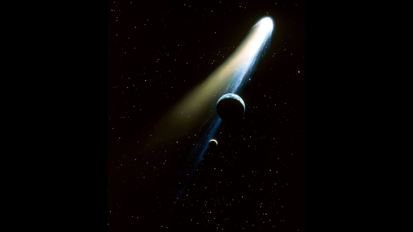 Halleyscher Komet: Klappe, die erste