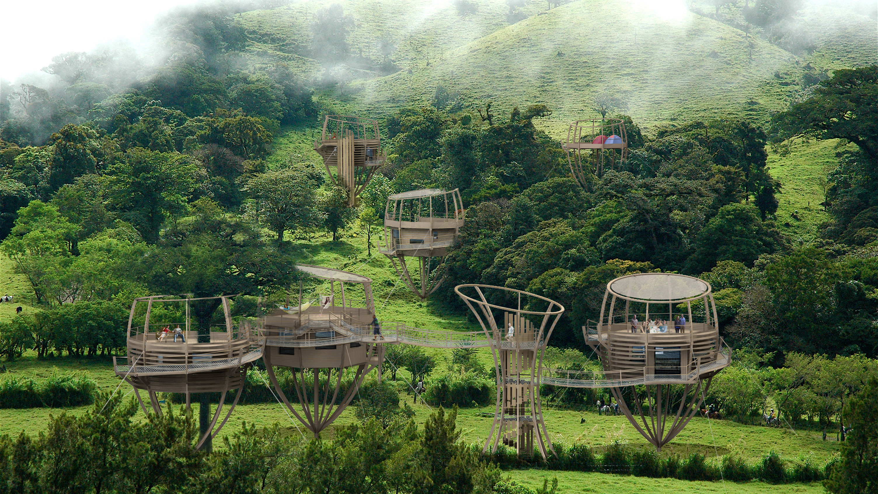 Baumhäuserkomplex: Treehouse Village in Frankreich