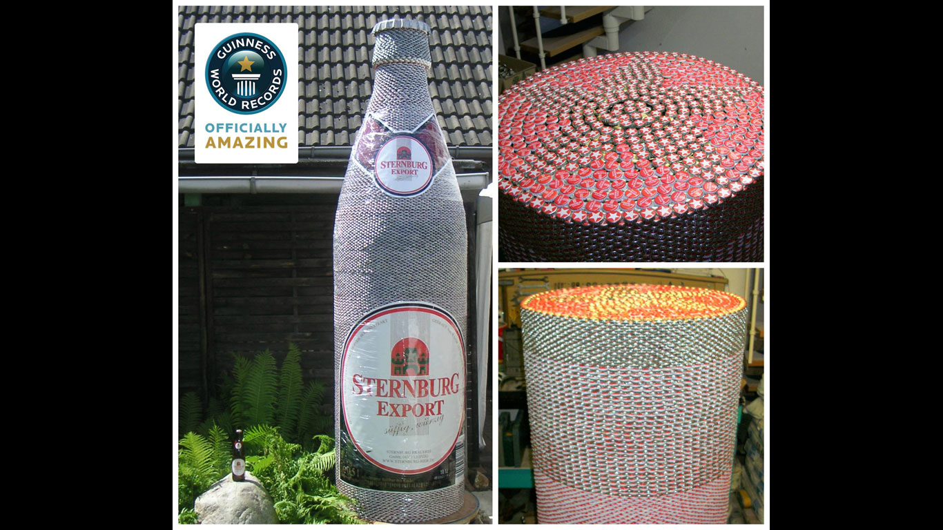 Mit einer XXL-Bierflasche zum Weltrekord