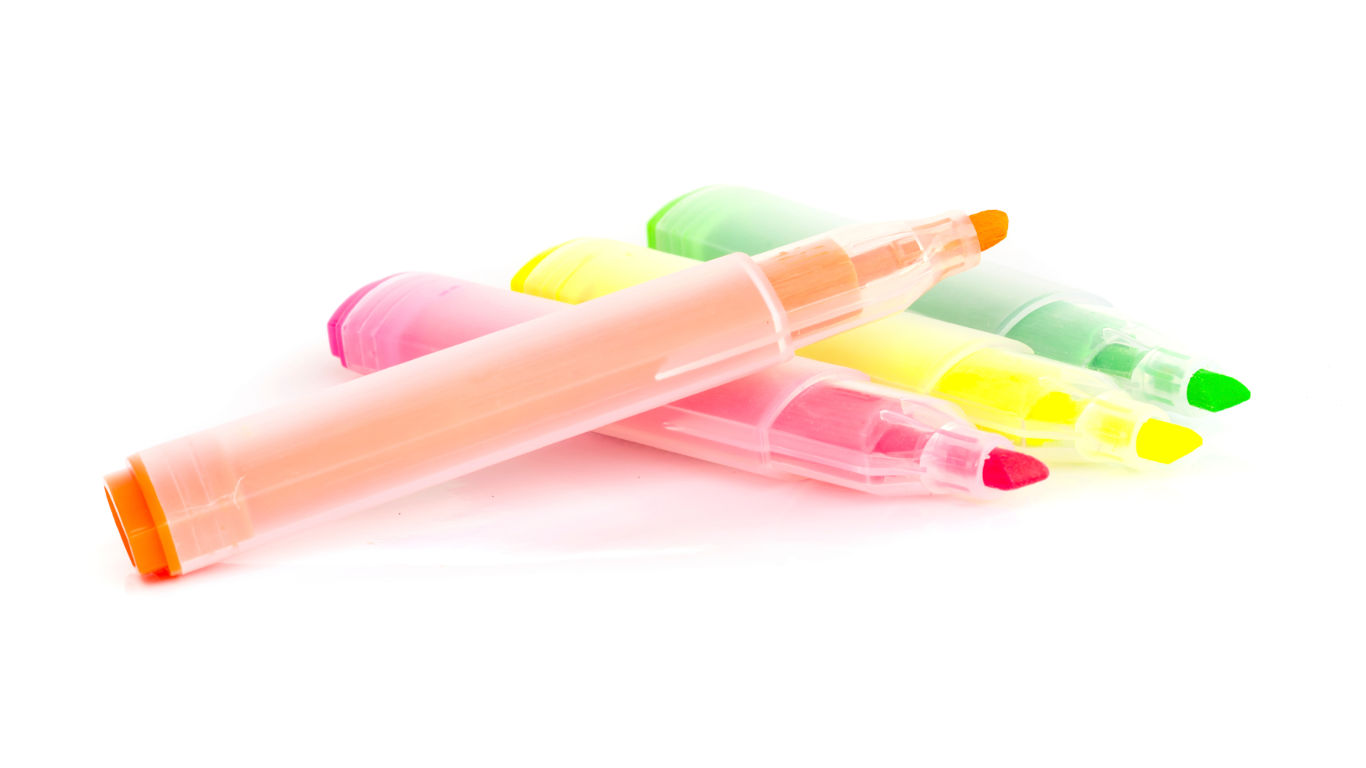 Textmarker und Post-its